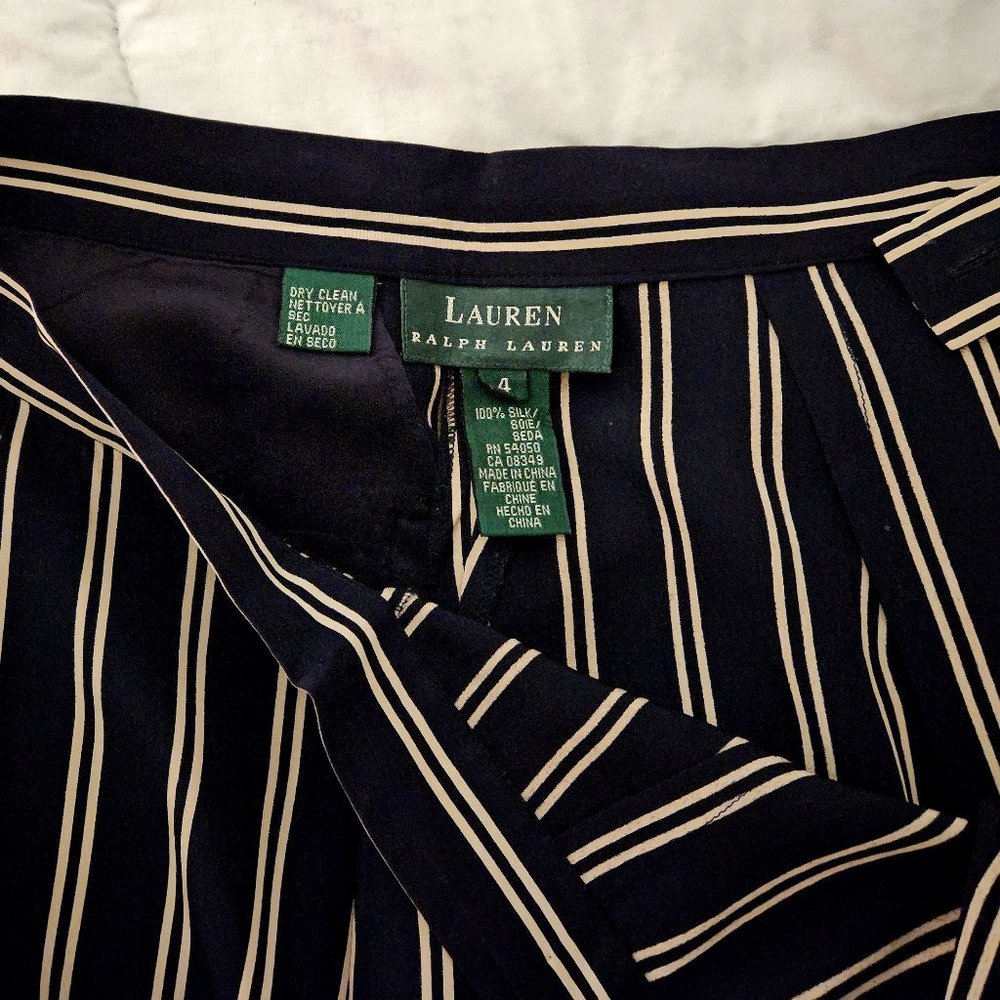 Ralph Lauren Vintage Silk Striped Wide Leg Pants